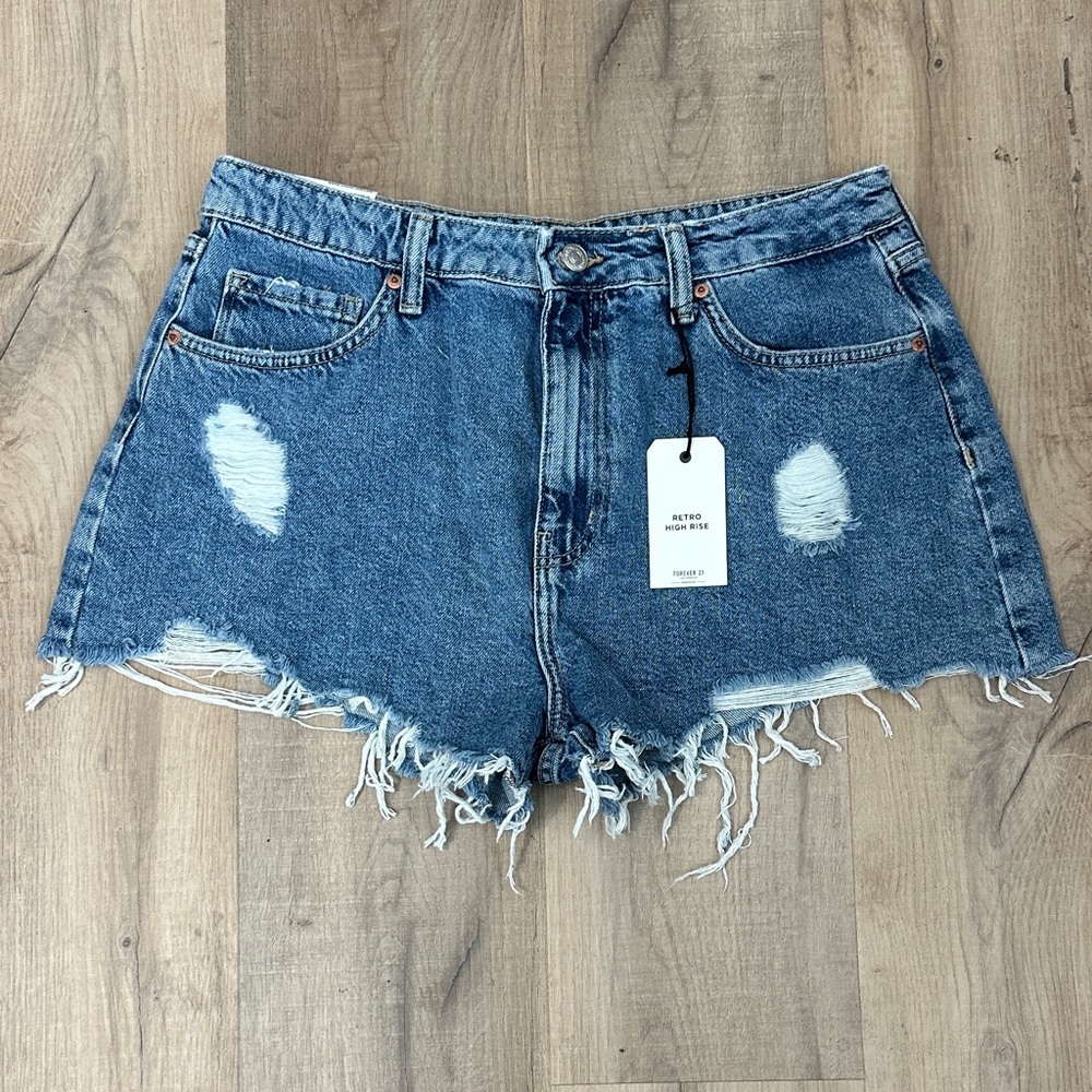 Distressed retro high rise forever 21 Denim Women Shorts size 30